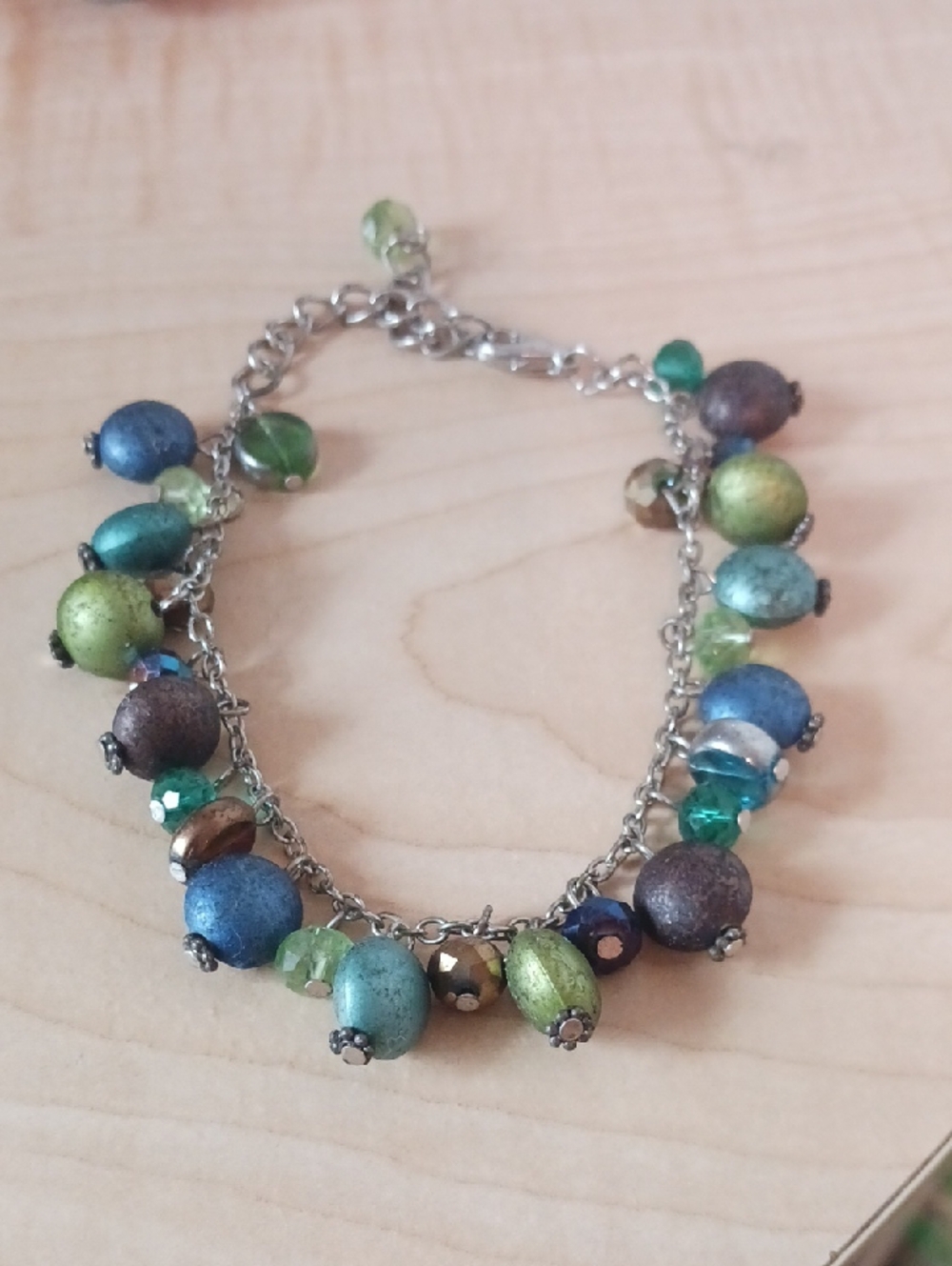 Multi-Color Beaded Green & Blue Bracelet